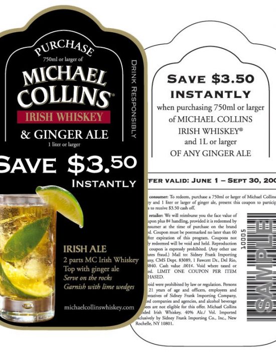 Michael Collins Irish Whiskey Hangtag Coupon